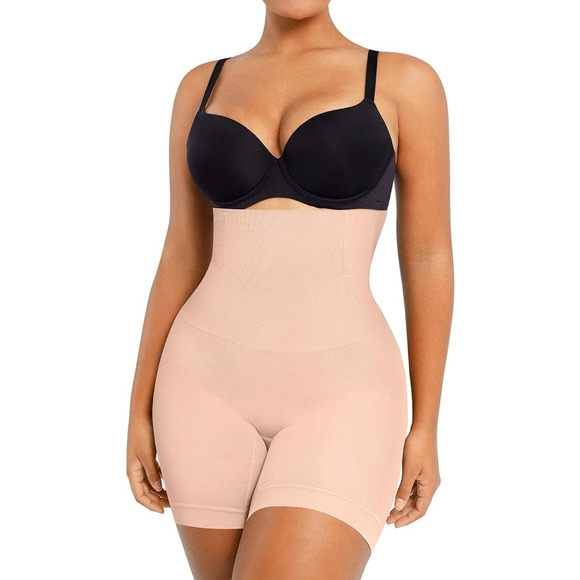 NWT! Shapellx PowerConceal High Waist Sculpting Shorts BEIGE M/L - Picture 1 of 9